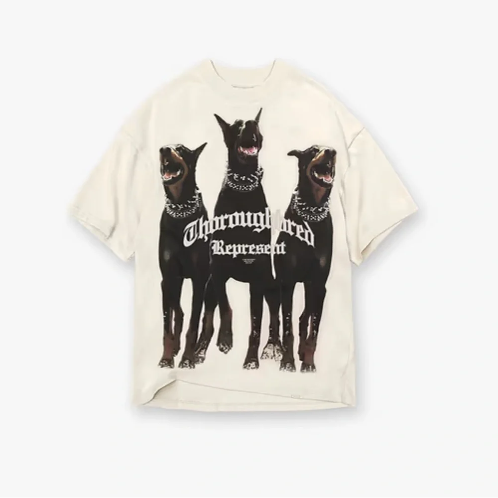 Cream Graphic Doberman Dog Print T-Shirt